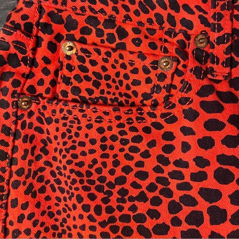 RE/DONE Cheetah Print High Rise Crop Jeans Flame Orange Size 26 NWT - Picture 5 of 16